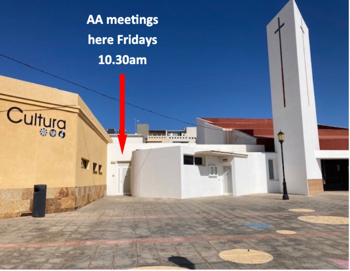 Entrance for the AA meeting beside the Cultura building